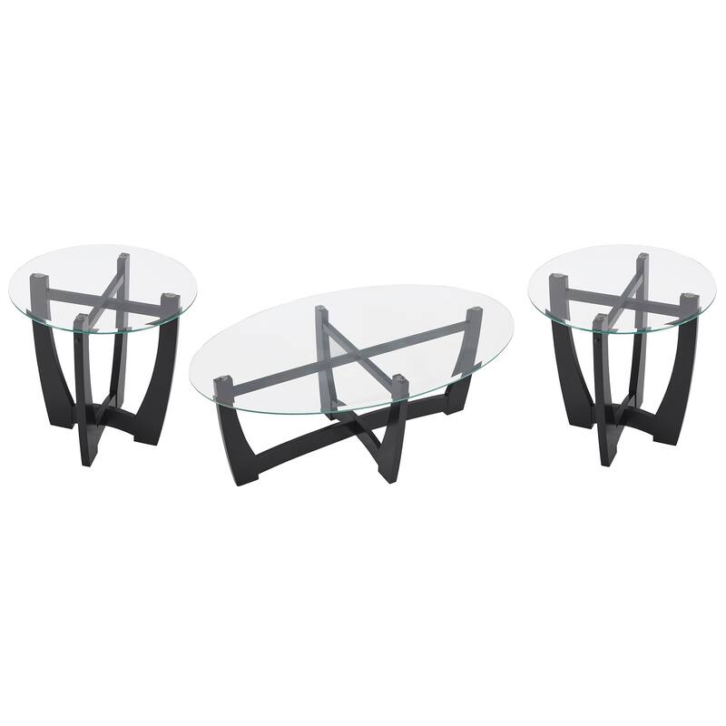 23.5 Inch Round Glass Coffee Table, Cherry Round Coffee Table Center Table With Glass Top, Small Coffee Table