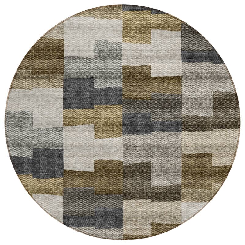 Machine Washable Indoor/ Outdoor Chantille Modern Blocks Rug
