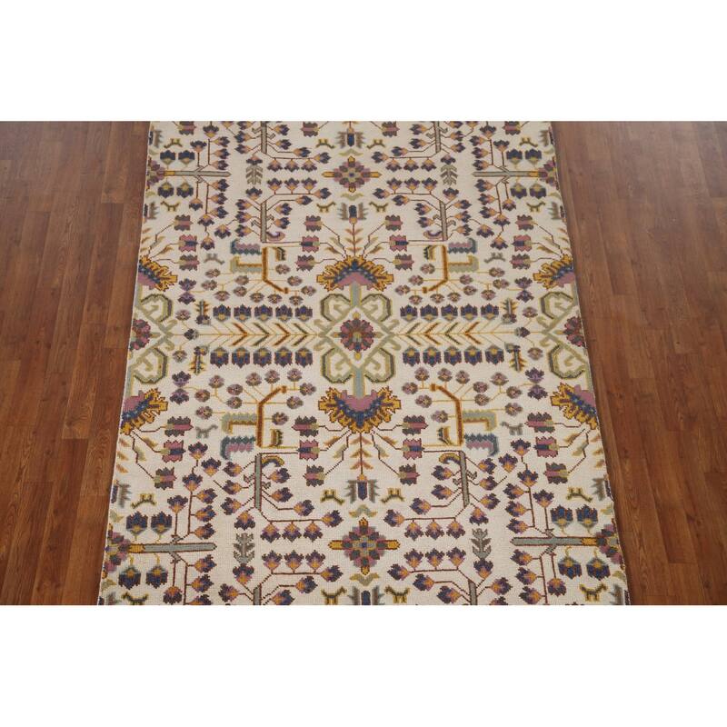 All-Over Kazak Area Rug Hand-Knotted Wool Carpet - 5'1"x 7'11"