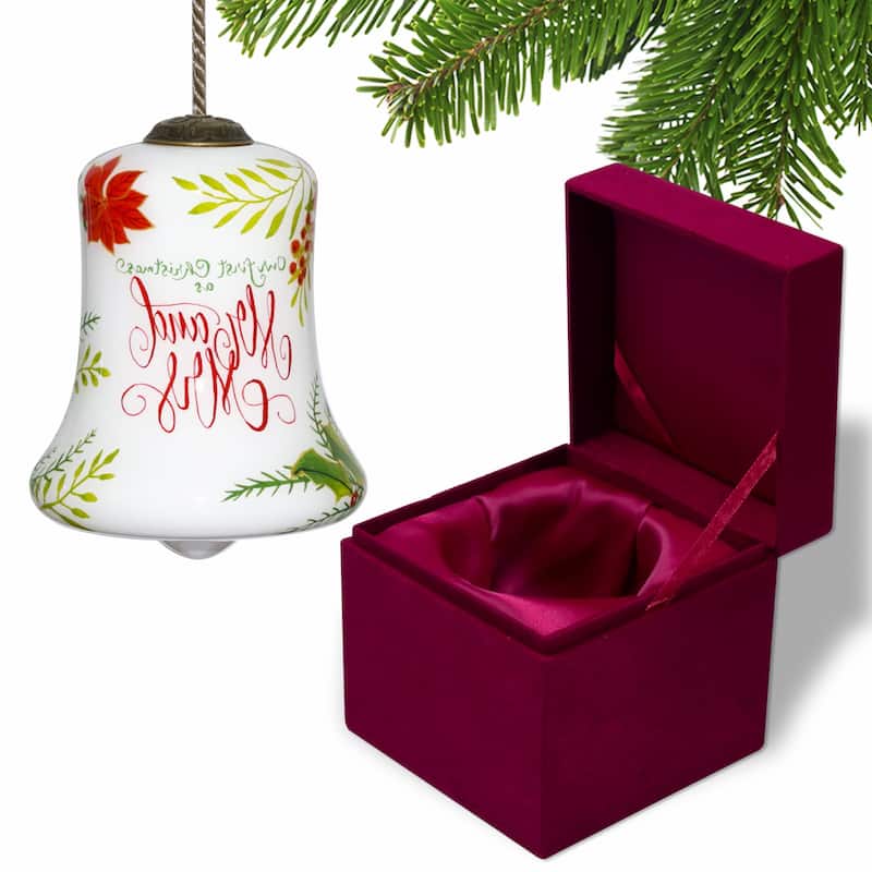 Mr. & Mrs. Our First Christmas Hand Painted Mouth Blown Glass Ornament - 4" x 3" x 3"