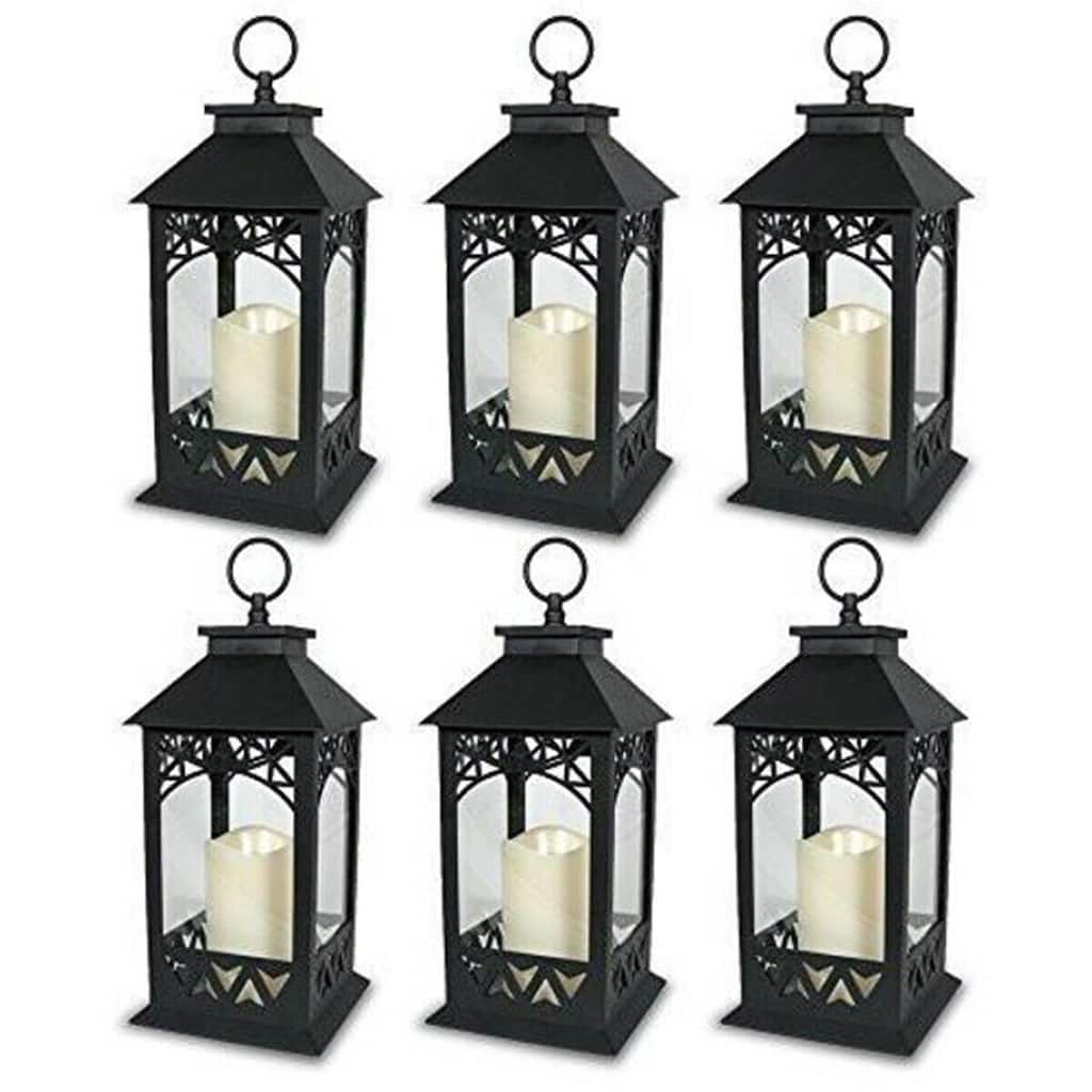 6 Decorative LED Lanterns with Pillar Candle