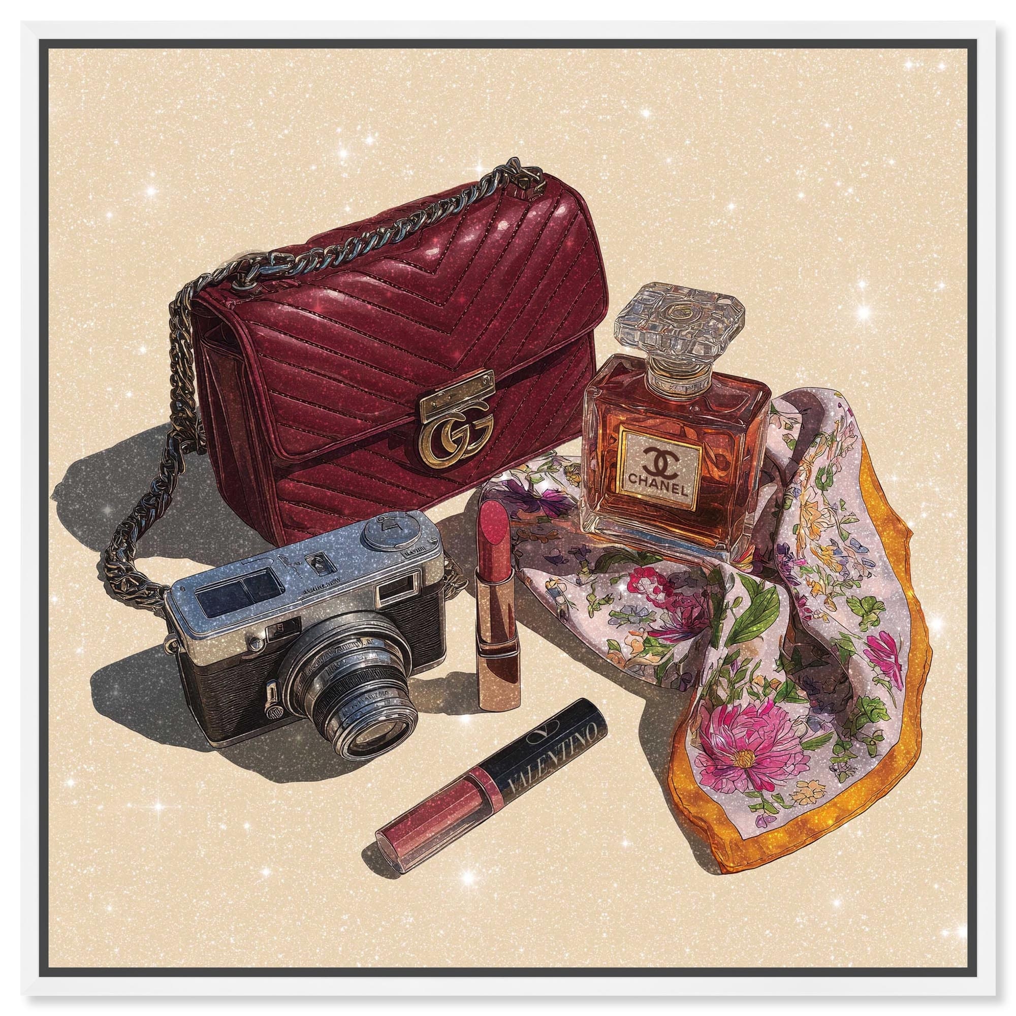 Her Go To Accessories Fashion Art Framed Canvas Print by Art Remedy