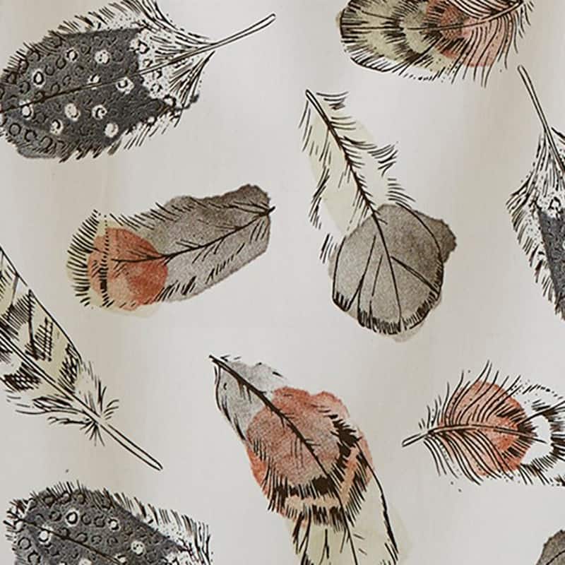 Set of 2 Floating On The Wind Feather Print with Coordinating Plaid Cotton Kitchen Dishtowels 26L x 18W in.