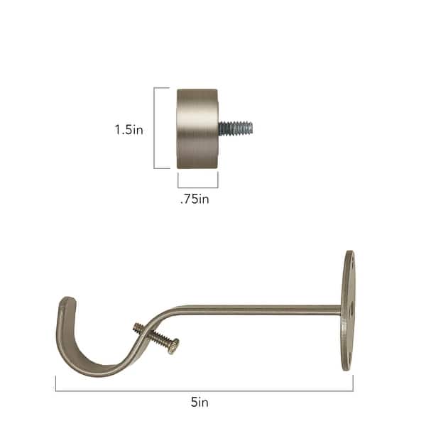 dimension image slide 1 of 5, Elrene Serena Adjustable Window Curtain Rod and Cap Shaped Finial