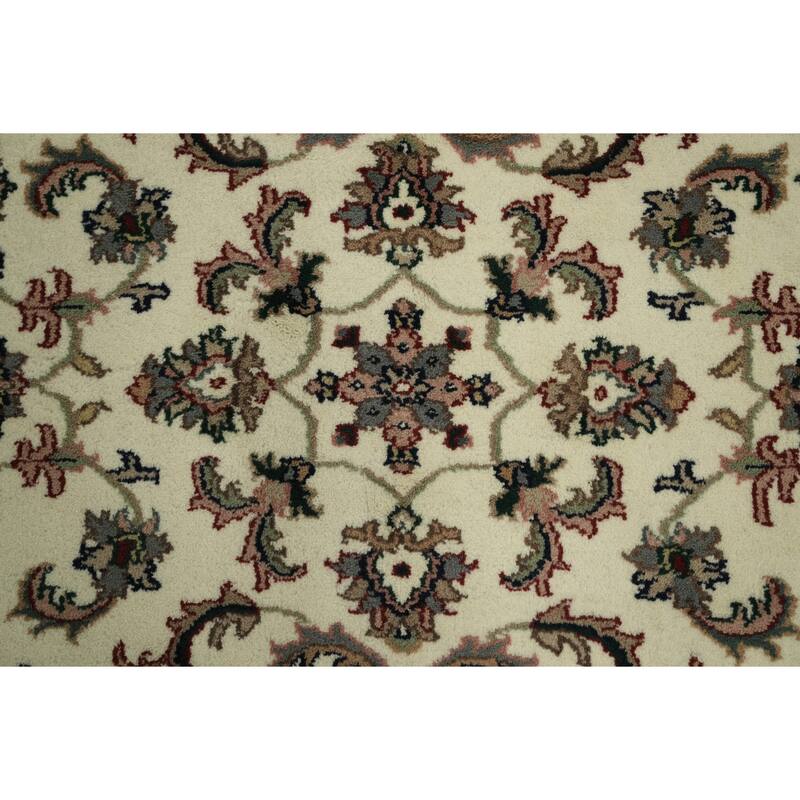 Hand Knotted Oriental 100% Wool Carpet Traditional All-Over Beige & Ivories Kashan Area Rug - 6' 3'' X 4' 2''