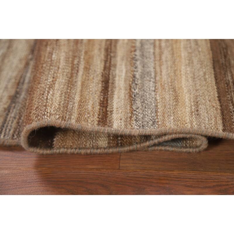 Striped Kilim Modern Runner Rug Flat-weave Wool Carpet - 2'7" x 7'0"