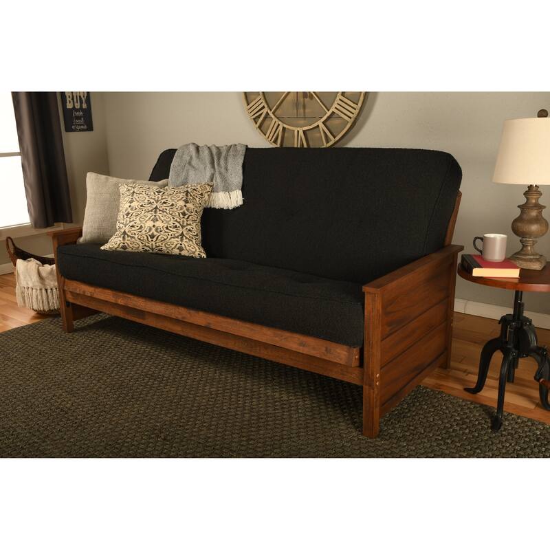 Somette Lexington Full-size Futon Set in Weathered Brown Finish with Mattress - Canton Black