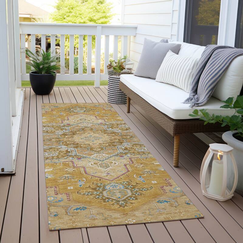 Machine Washable Indoor/ Outdoor Persian Traditional Chantille Rug