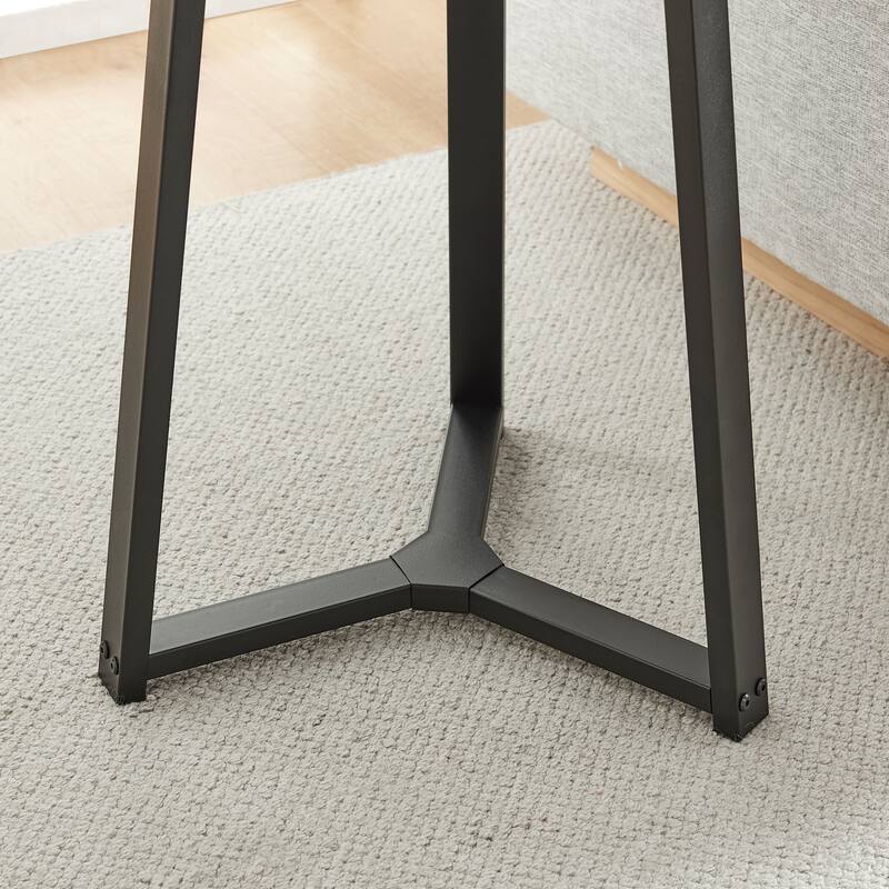 Harper Round Raised Lip Edge Side Accent Table with Mid-century Modern Crossed Metal Bold Pedestal Legs