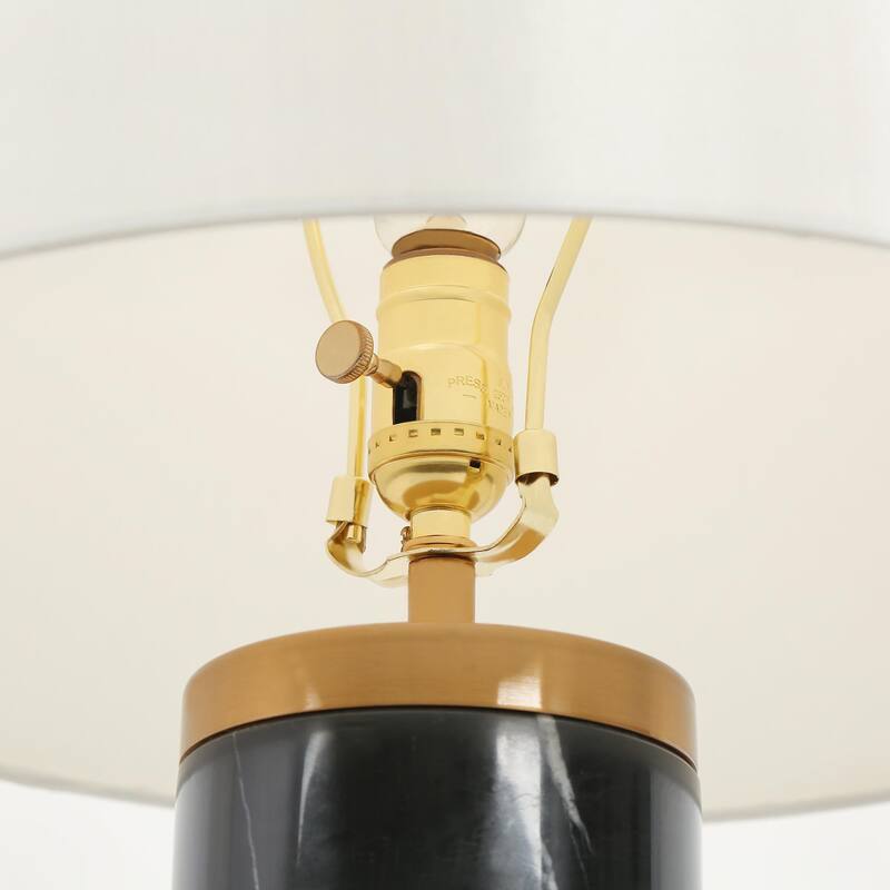 Modern Cylindrical Column Metal Table Lamp 24.8-inch in Black - L 15.7" x H 24.8"
