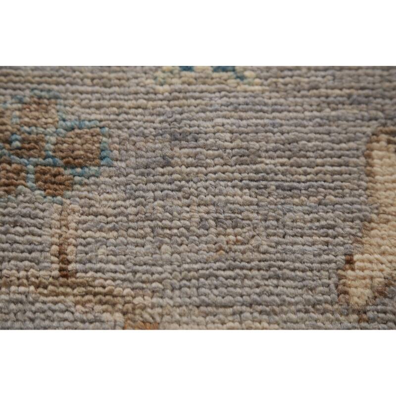 Hand Knotted Oriental 100% Wool Carpet Transitional All-Over Navy Blue & Blues Oushak Area Rug - 12' 2'' X 9' 3''