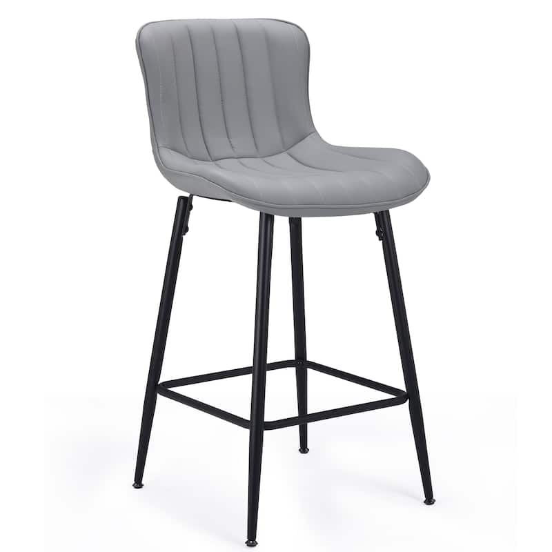 Counter Stools Set of 2, Faux Leather Counter Height Bar Stools, Modern Dining Table Chairs with Metal Legs