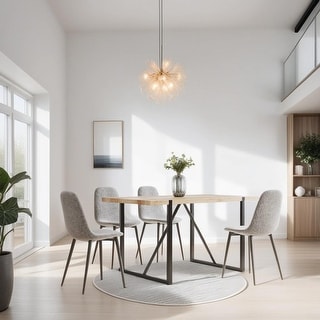 Dining Chairs Set of 4 with Upholstered Seat and Black Metal Legs - Bed ...