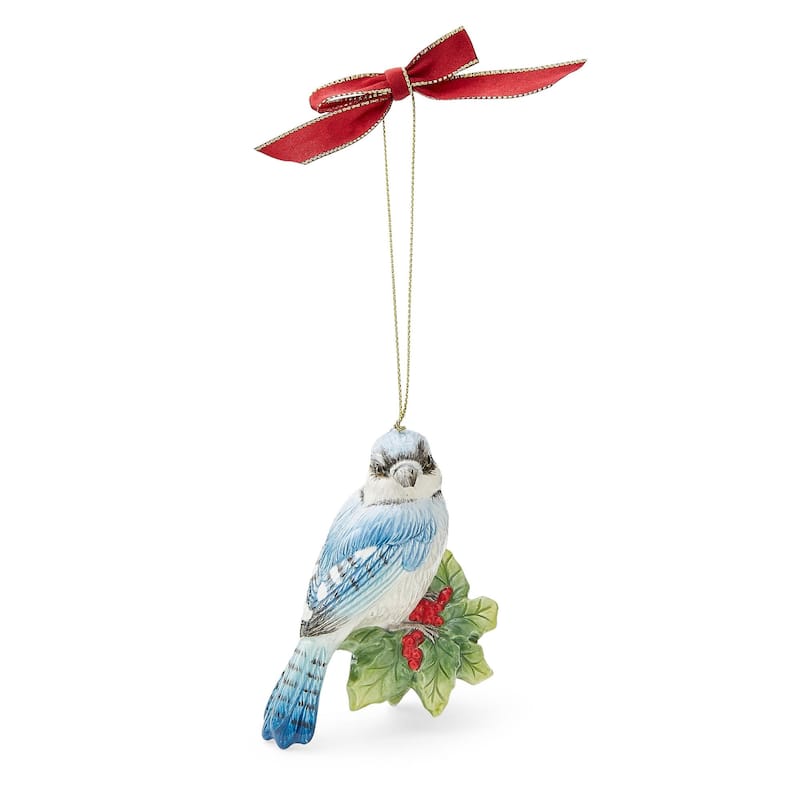 Spode Blue Jay Ornament - Blue