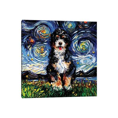 iCanvas "Bernedoodle Night" by Aja Trier Canvas Print