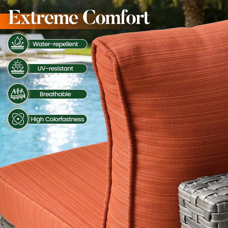 HOOOWOOO 6-piece Patio Rattan Sectional Set with Fire Pit Table