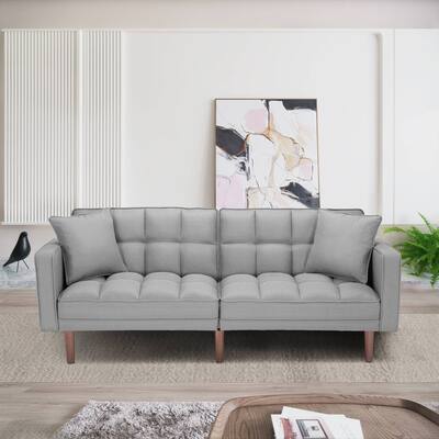 Simple and Comfortable Futon Sofa with 2 Pillows,Sleeper Sofa Bed