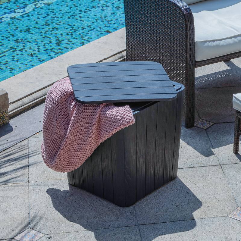 11.5 Gallon Outdoor Storage Waterproof Deck Box - 13.4 in. L x 15.3 in. W x 16.3 in. H