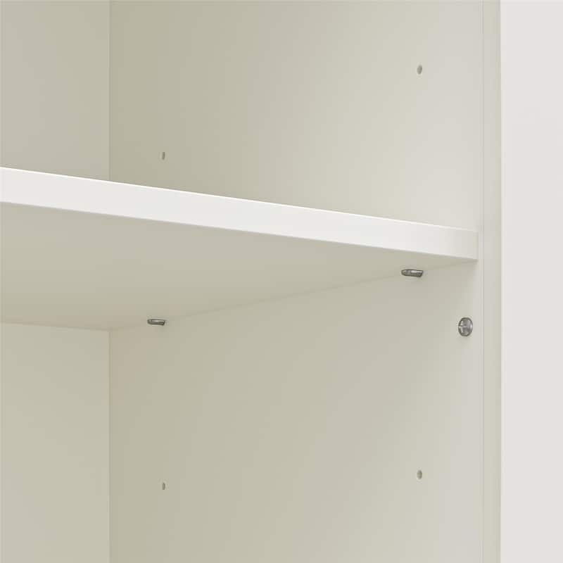 Roomfitters Lulu Modern Curio Cabinet with Glass Pane Doors and Adjustable Shelves, White Oak