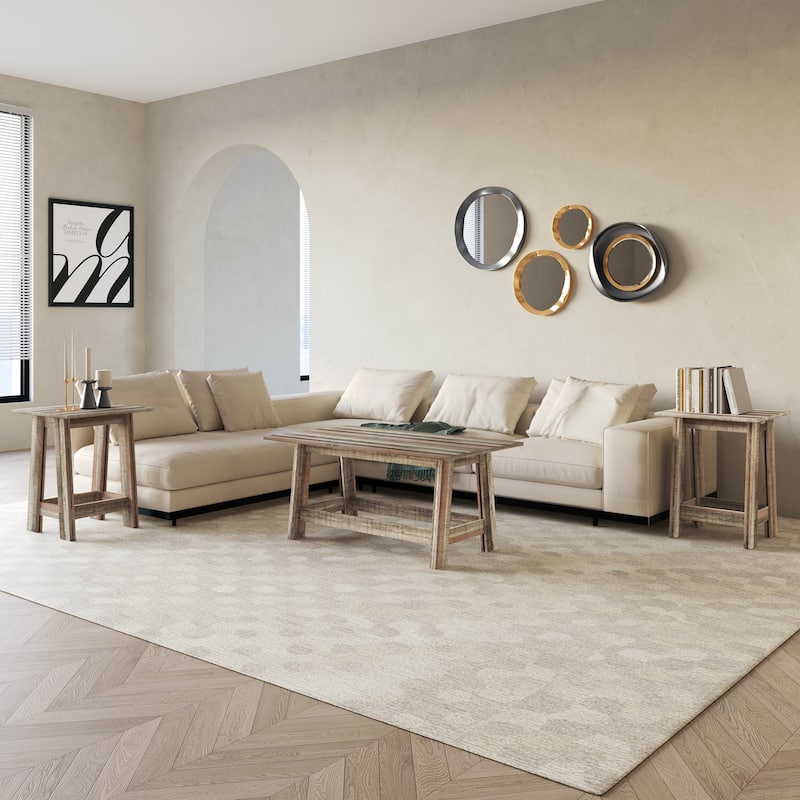 CraftPorch Rustic 2-Pieces End Tables with Coffee Table