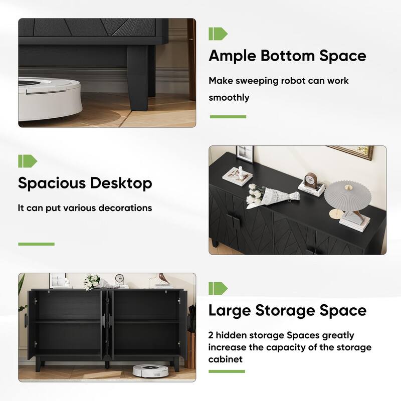 Modern Style Buffet Cabinet with 3 Adjustable Shelves and Anti-Tipping Device, for Living Room, Dining Room and Entrance