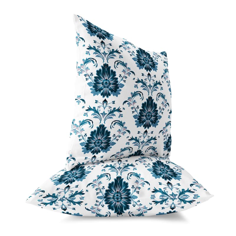 Turquoise And Pink Ornate Opulence Indoor/Outdoor Throw Pillow Zipper
