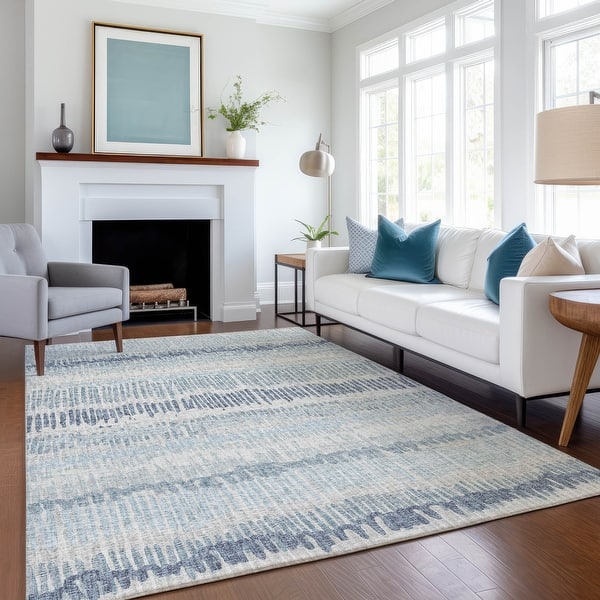 slide 2 of 7, Premium Washable Super Soft Abstract Ombre Stripes Mayfield Rug Blue - 10' x 14' - Rectangle