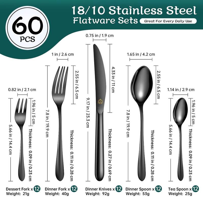 vancasso 18/10 Stainless Steel Silverware Set, Flatware Service for 6 or 12