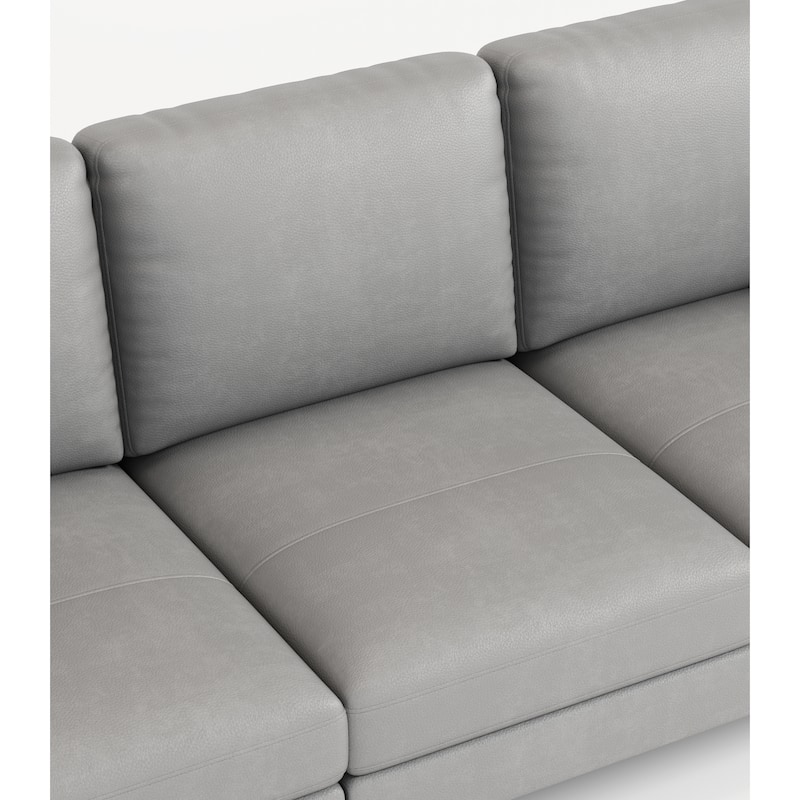 77" Genuine Leather 3 Seater Sofa Couch with USB Charger, High-Resiliency Cushions and Black Metal Legs