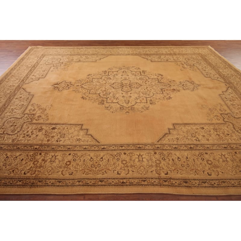 Geometric Tabatabaei Persian Vintage Area Rug Handmade Wool Carpet - 9'7"x 12'7"