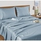 preview thumbnail 29 of 35, Luxury Egyptian Cotton Sateen Weave 800 TC Deep Pocket Sheet Set Queen - French Blue Stripe