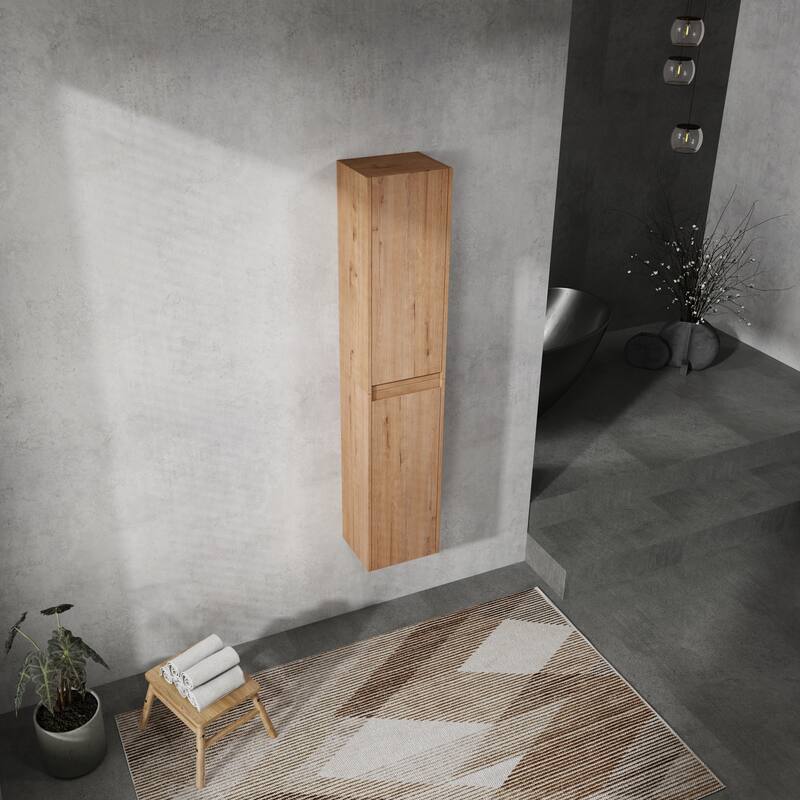 Featured Wooden Side Cabinet Medicine Cabinet with Shelf, Wall Mounted Toilet Paper Cabinet with 2 Doors