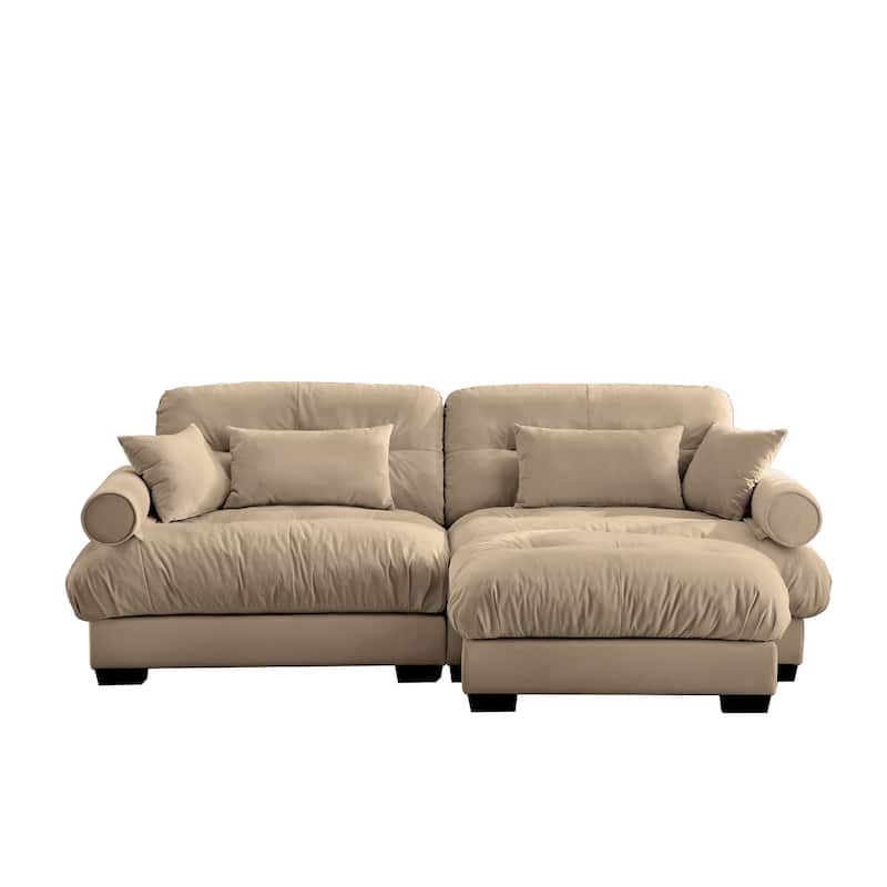 Modern Sectional Couch Comfortable Upholstered Sofa Set with Lumbar Pillow and Throw Pillow for Living Room