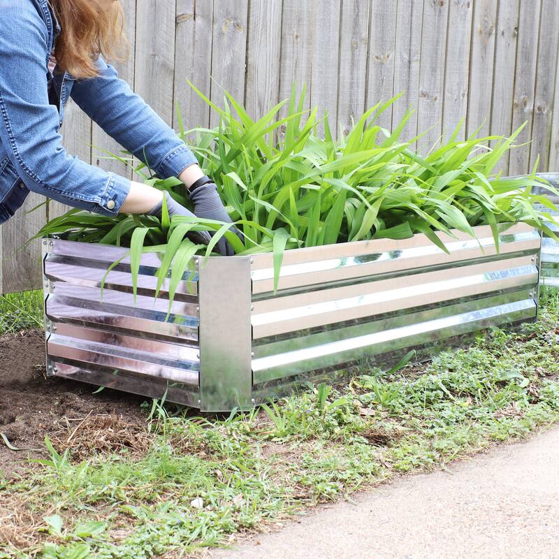 Sunnydaze Galvanized Steel Raised Garden Bed - 4' x 2' Rectangle