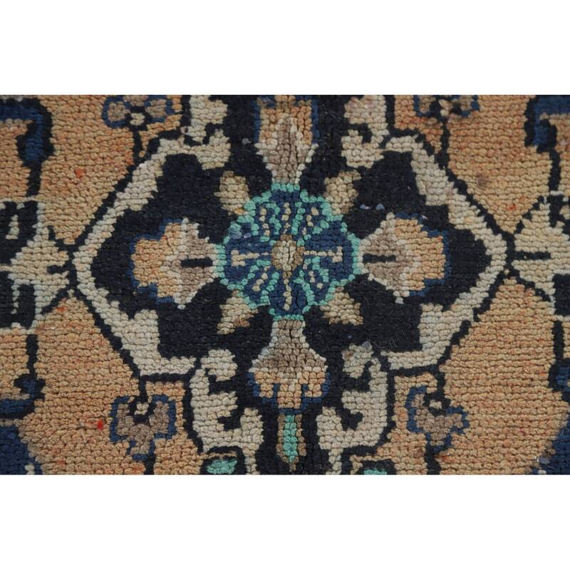 Hand Knotted Oriental 100% Wool Carpet Traditional Medallion Beige & Ivories Hamedan Area Rug - 9' 11'' X 6' 7''