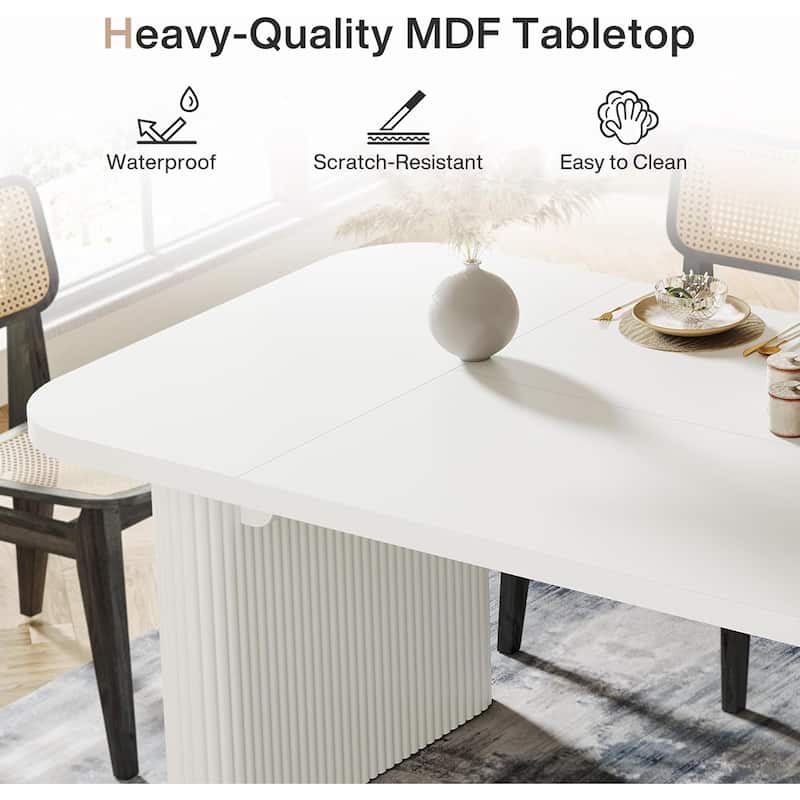 62-Inch Wood Dining Table for 4-6 People Modern Rectangular Kitchen Table for Dining Room Living Room
