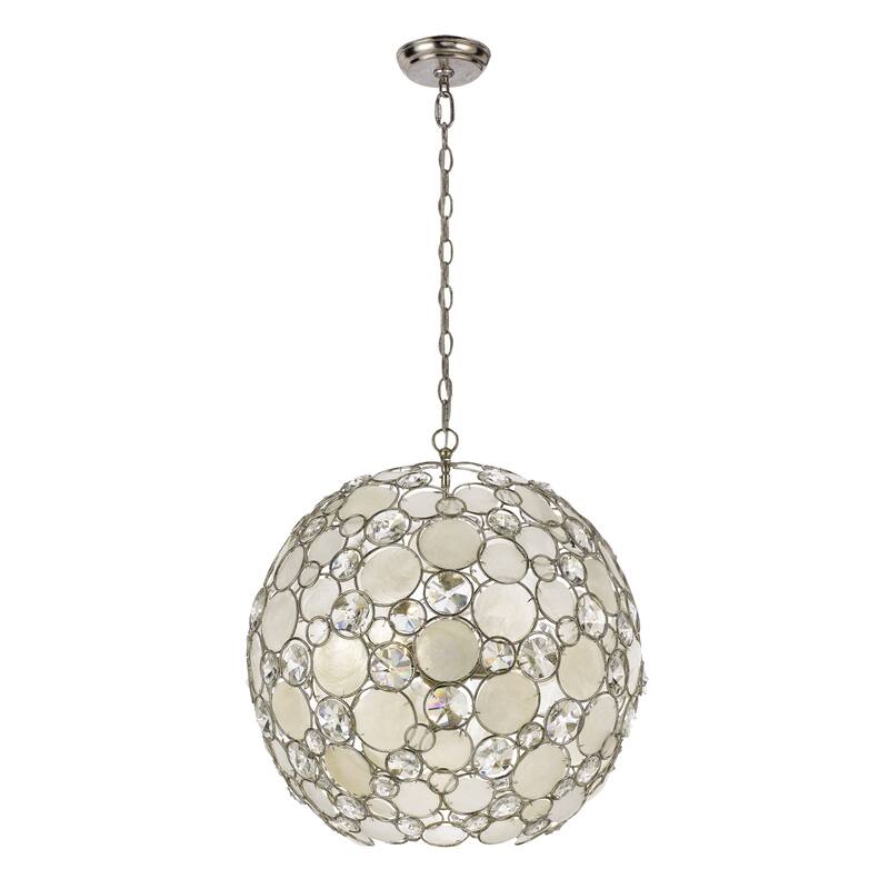 Palla 6 Light Antique Silver Sphere Chandelier - 22'' W x 22'' H