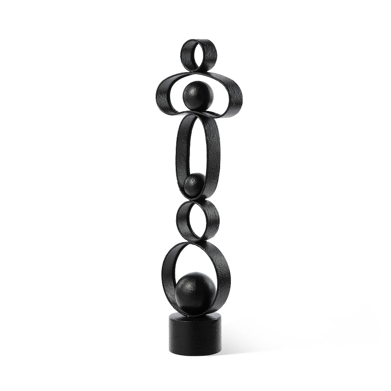 Glitzhome 25.50"H Modern Abstract Black White Metal Sculpture Table Decor