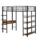 preview thumbnail 11 of 12, Full Size Sturdy Metal Loft bed Frame with Desk and Shelves