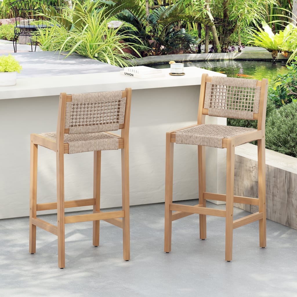 Christopher Knight Home- Octavian Outdoor Acacia Wood Bar Stool (Set of 2)
