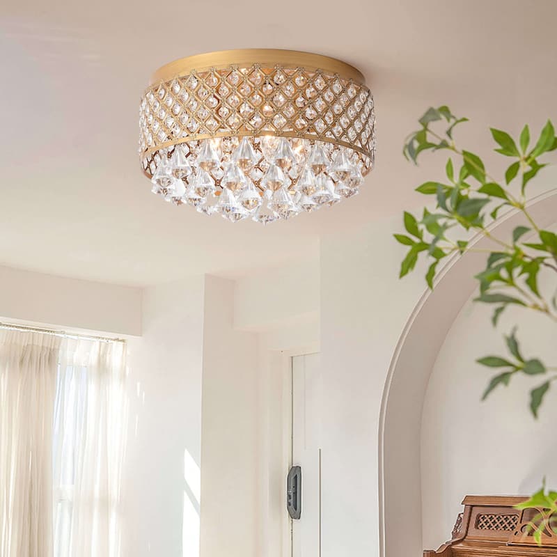 Silver Orchid Taylor 4-light Crystal Flush Mount Chandelier