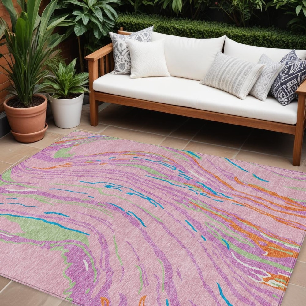 HomeRoots Abstract Transitional Rectangle Outdoor Rug