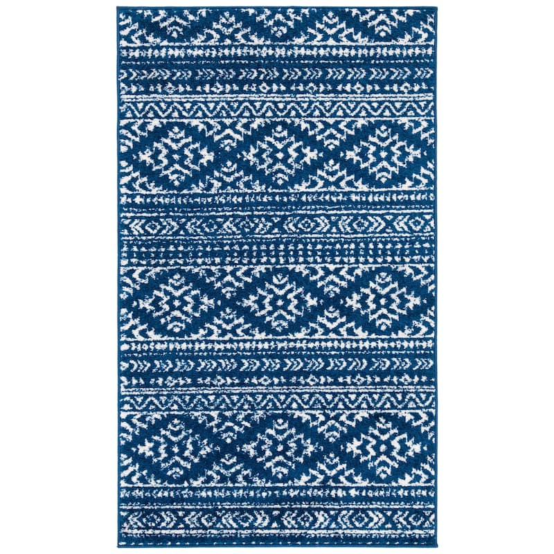 SAFAVIEH Tulum Bora Moroccan Boho Chic Area Rug - 2' x 4' - Navy/Ivory