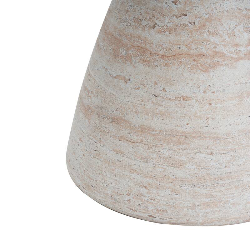 Roomfitters Outdoor Indoor Lightweight Side Table, Travertine Finish Accent Table for Patio, Garden, or Living Room