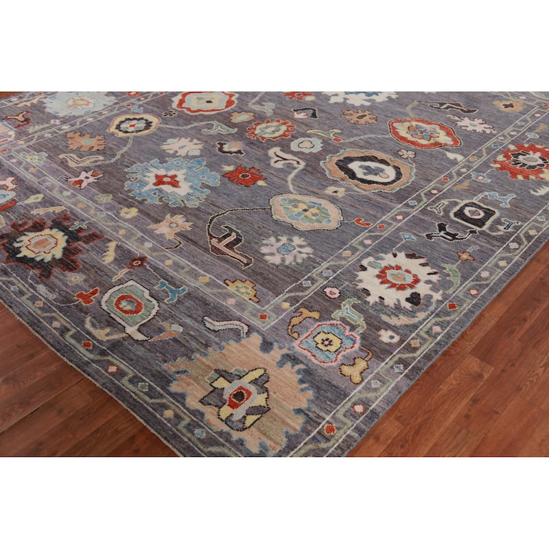 Hand Knotted Oriental 100% Wool Carpet Transitional All-Over Greys & Charcoal Oushak Area Rug - 10' 0'' X 8' 3''