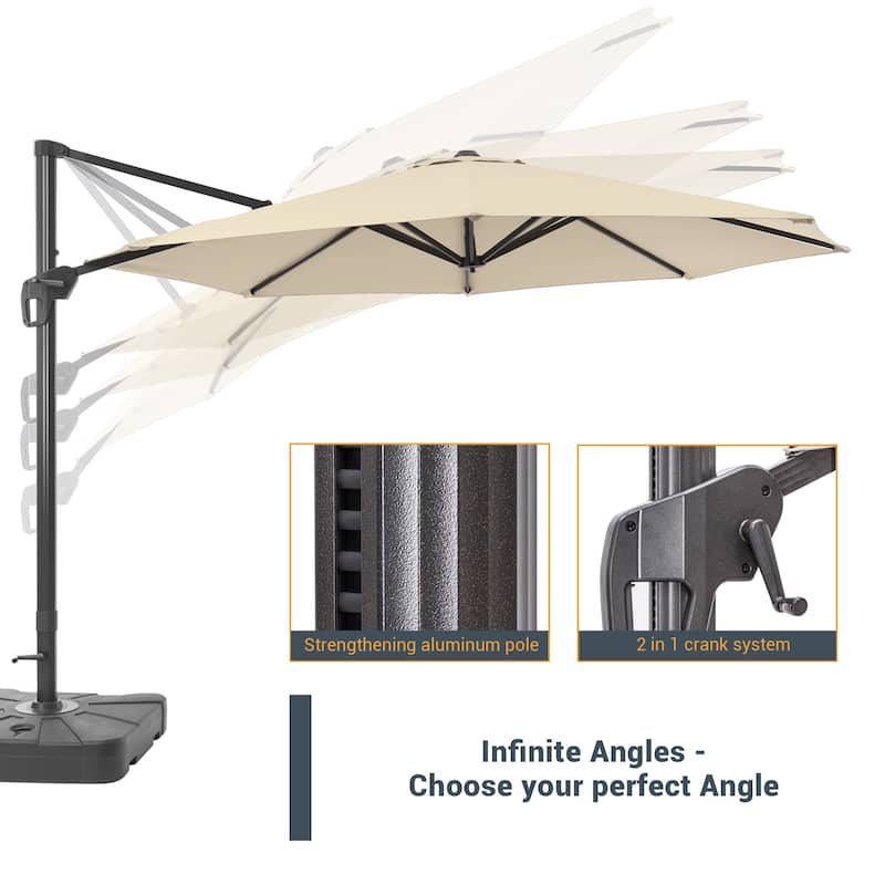 LIVOOSUN 11ft Patio Offset Umbrella Cantilever Umbrella with Base