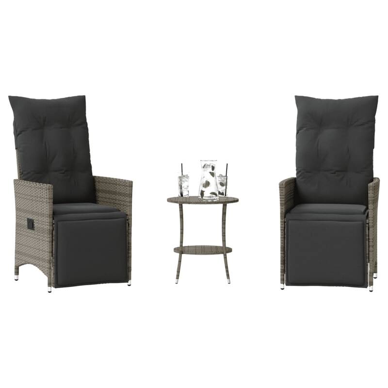 vidaXL Bistro Set Beige/Black/Brown/Grey - 23.2 x 22.0 x 36.2 - Gray With footrest 2-seater