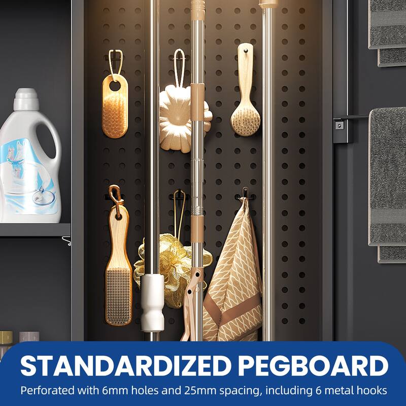 Metal Garage Storage Tool Cabinet with Doors and Adjustable Shelves