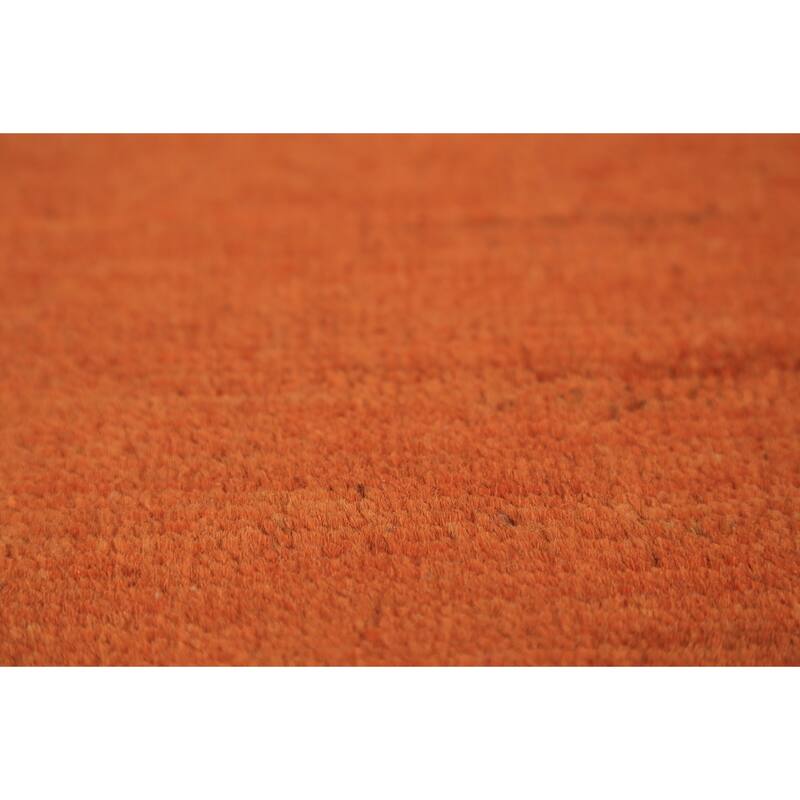 Orange Gabbeh Modern Rug Hand-Knotted Oriental Wool Carpet - 2'9" x 4'3"