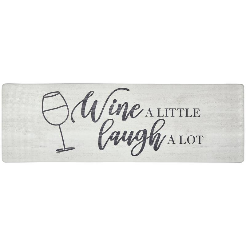 SoHome Cozy Living Wine A Little Anti-Fatigue Kitchen Mat, Grey/Black - 17.5"x55"